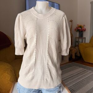 Reitmans Cream Short-Sleeve Crewneck Knit Sweater